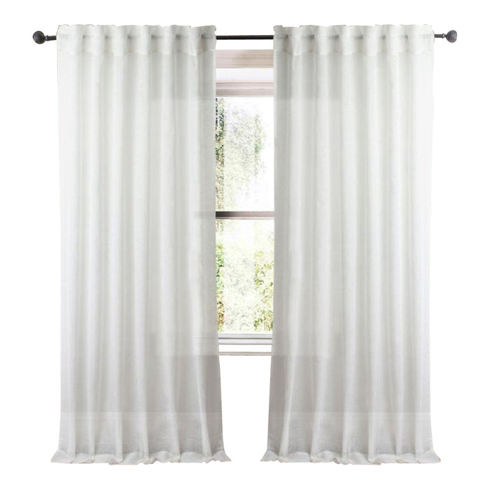 plain ivory linen sheer curtain panels