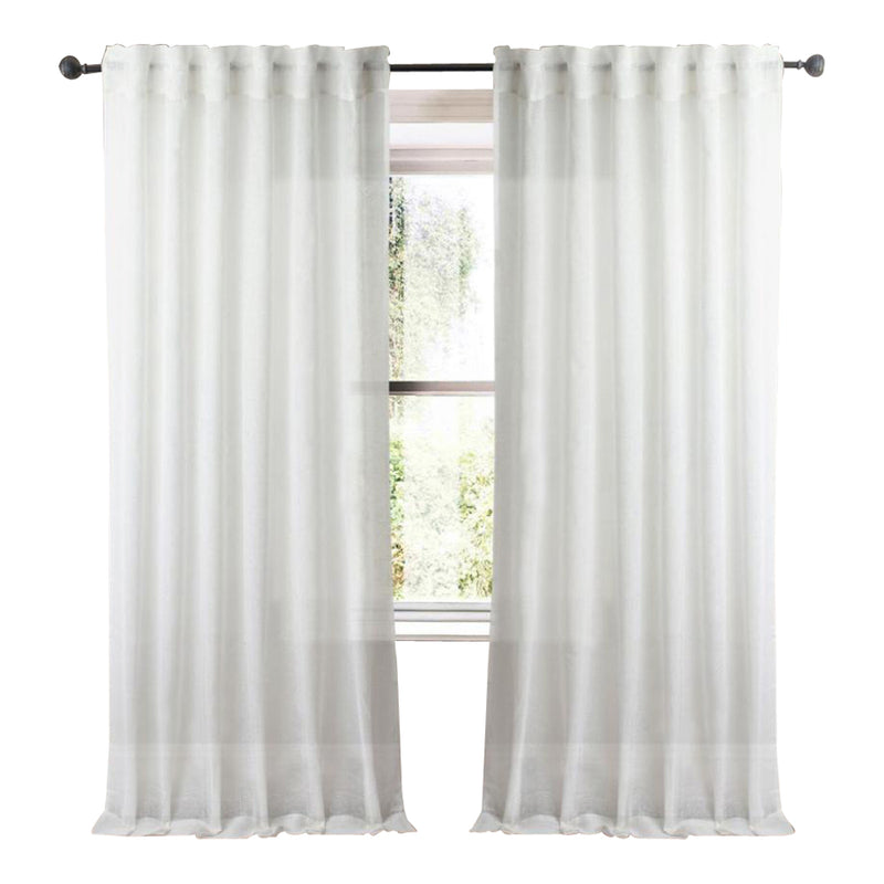 plain ivory linen sheer curtain panels