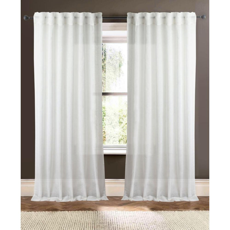 plain ivory linen sheer curtain panels