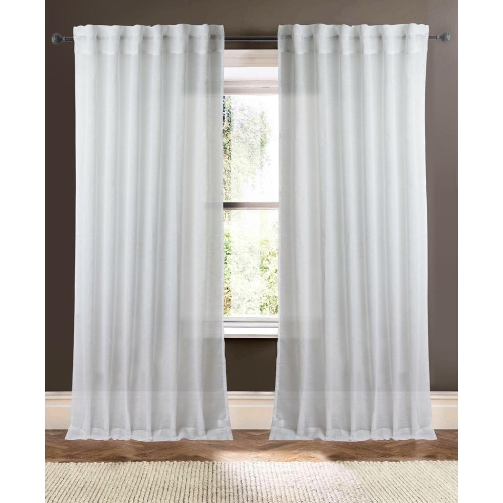 plain white linen sheer curtain panels