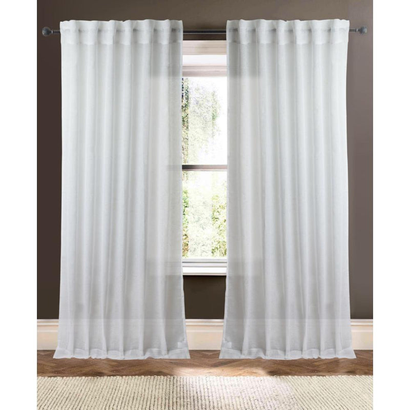 plain white linen sheer curtain panels