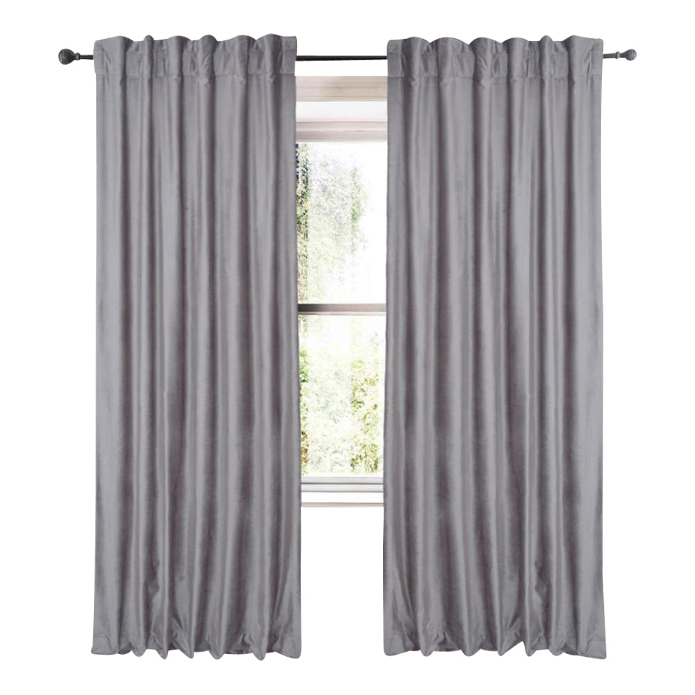 plain zinc color velvet curtain panels