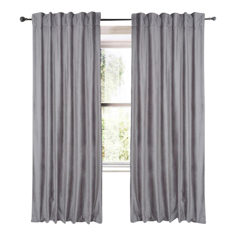 plain zinc color velvet curtain panels