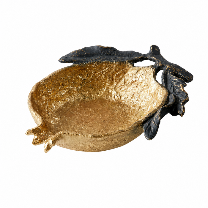 Roxanne Gold Pomegranate Bowl by Villa & House—textured gold with black accents for a striking decorative touch.