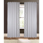 white linen blend curtain panels white and gold embroidered trim