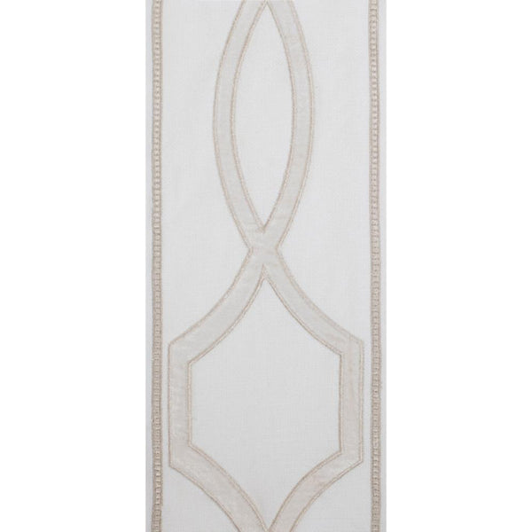 white linen blend curtain panels white and gold embroidered trim