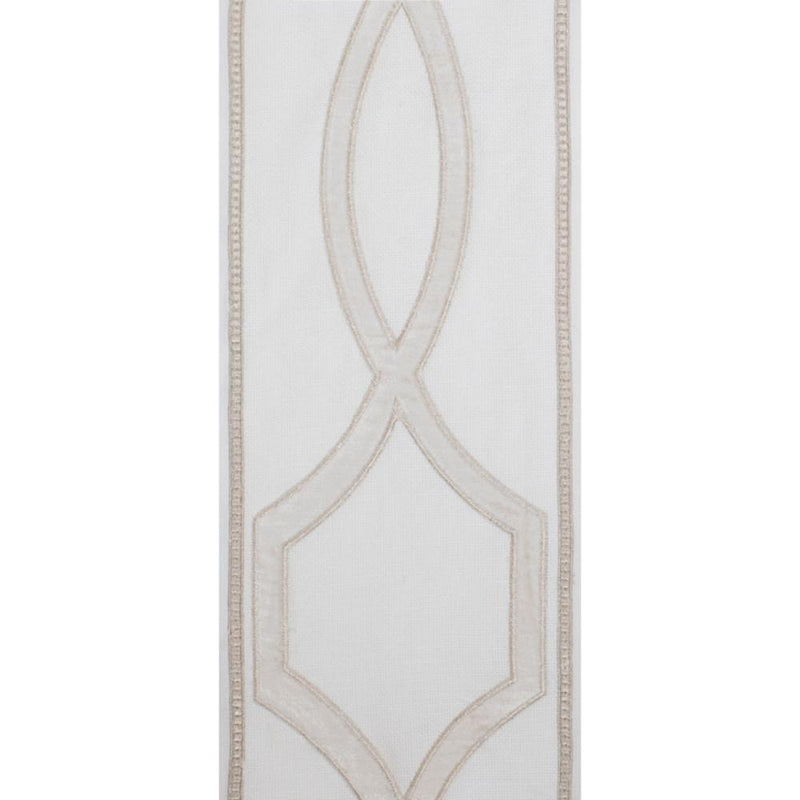 white linen blend curtain panels white and gold embroidered trim