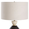 cone-shaped iron dark bronze lamp travertine accent beige shade