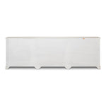 buffet sideboard cabinet 6-door long white distressed wood shelves gray quartz
