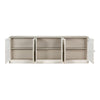 buffet sideboard cabinet 6-door long white distressed wood shelves gray quartz