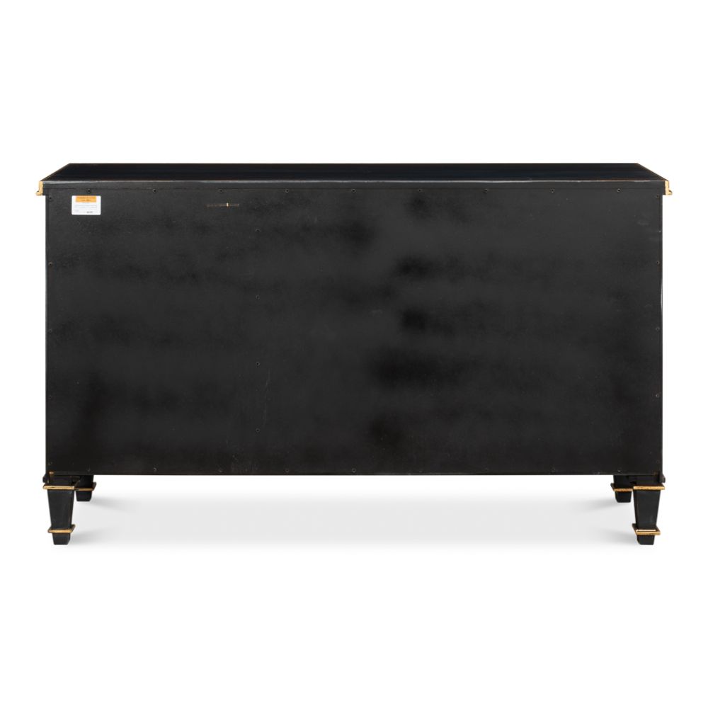 three door buffet powder black gold finish 