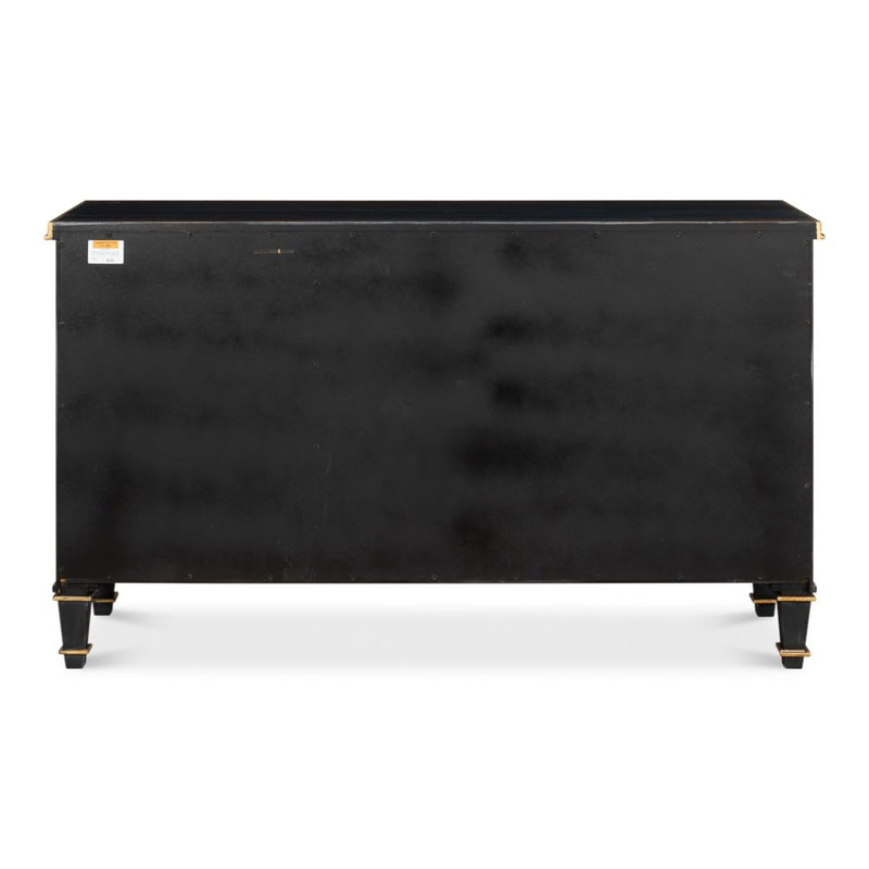 three door buffet powder black gold finish 