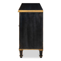three door buffet powder black gold finish 