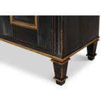 three door buffet powder black gold finish 