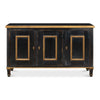 three door buffet powder black gold finish 