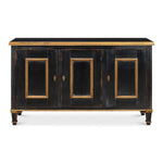 three door buffet powder black gold finish 