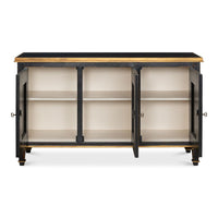 three door buffet powder black gold finish 