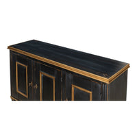 three door buffet powder black gold finish 
