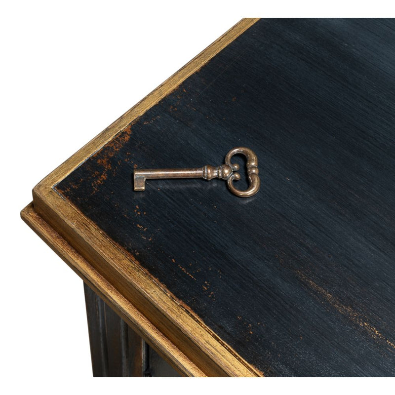 three door buffet powder black gold finish 