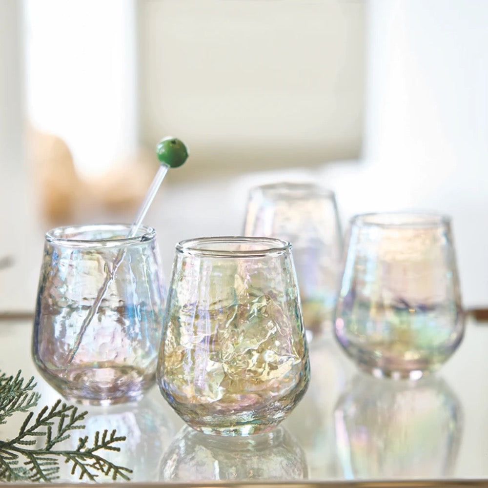 wine glass set iridescent 