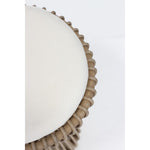 natural rattan hourglass-shaped stool off-white cushion