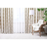 white linen blend curtain panels tan floral print