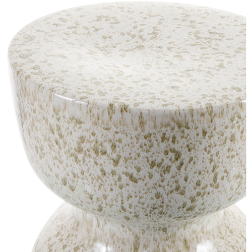 garden stool ceramic round outdoor safe cream sage