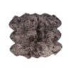 Gray Auskin Natural Longwool Sheepskin Rug made from organic lambskin fibers on a white background.