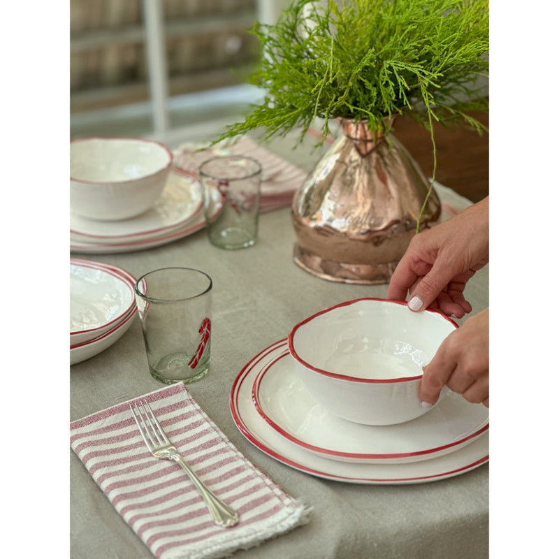 christmas napkin red white bowls 