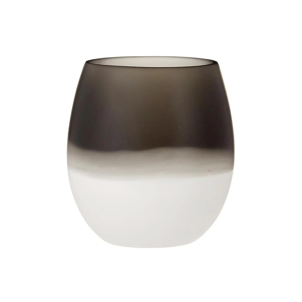 This 13oz rounded glass vase boasts a beautiful gradient from dark grey at the top to white at the bottom, reminiscent of the graceful design found in Santa Barbara Design Studio's Resin Two Tone Stemless Wine Glasses (set of 4).
