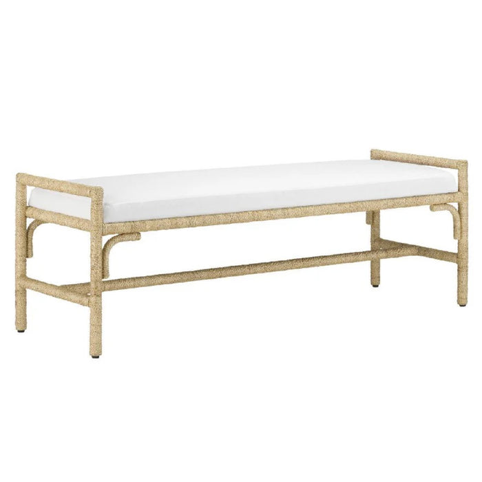 bench white cushion rope wrapped frame