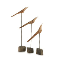 natural rustic flock of birds sculpture set
