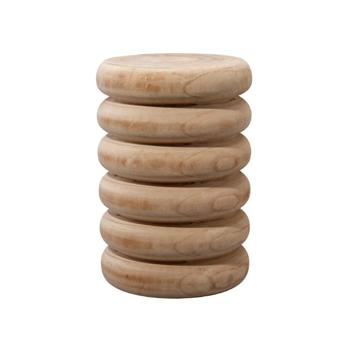 round wood discs side table natural finish