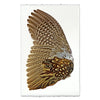 left facing pheasant feathers  gold brown wall art