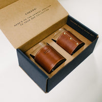 rocks glass leather wrapped personalized