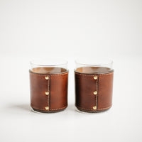 rocks glass leather wrapped personalized