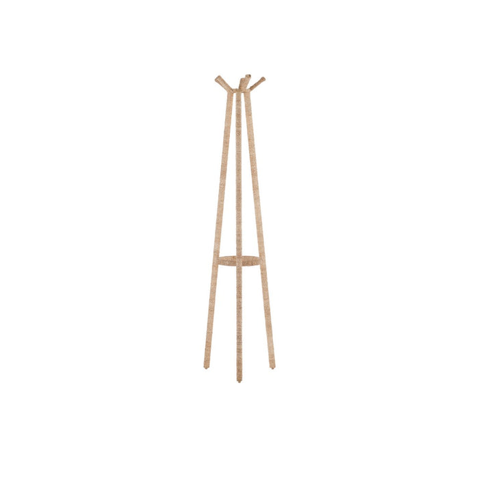 three legs coat rack rope wrapped tapered