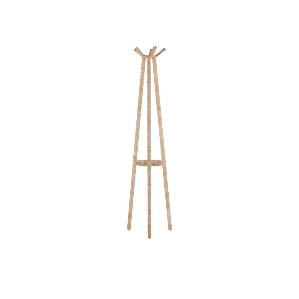 three legs coat rack rope wrapped tapered