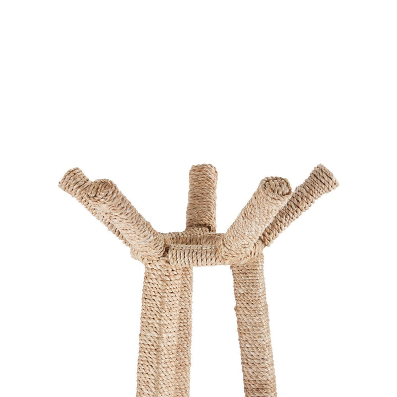 three legs coat rack rope wrapped tapered