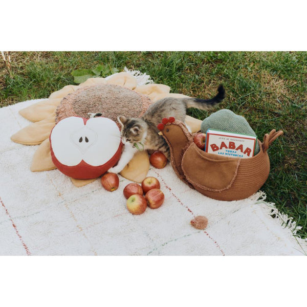 apple pillow red green cream washable