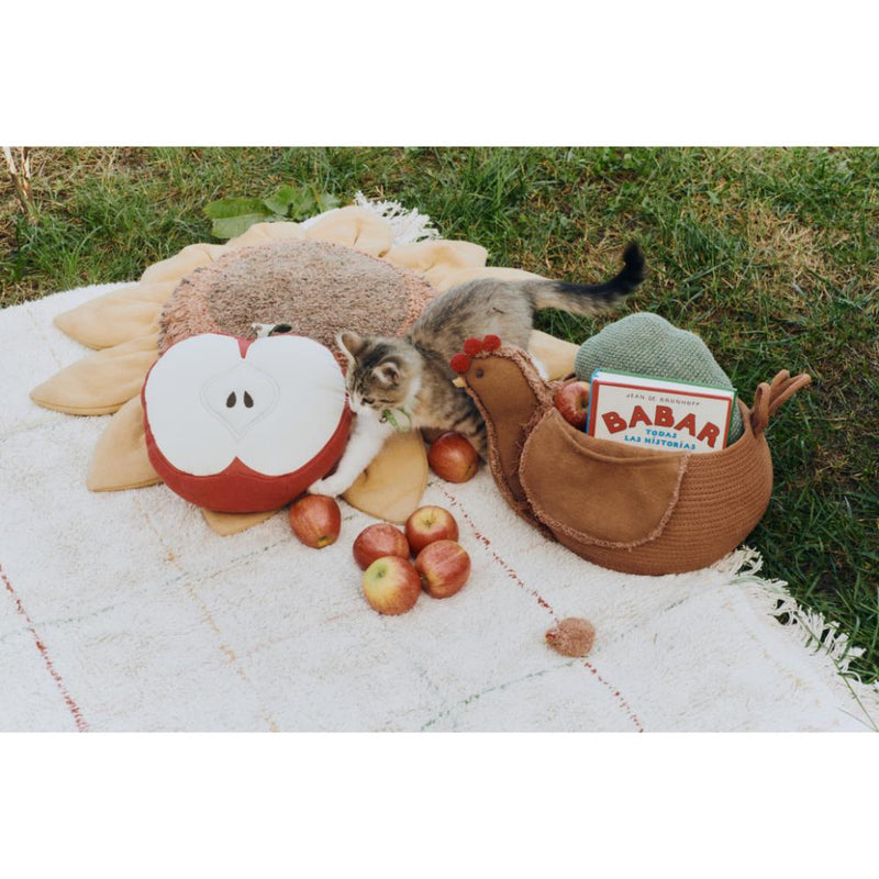 apple pillow red green cream washable