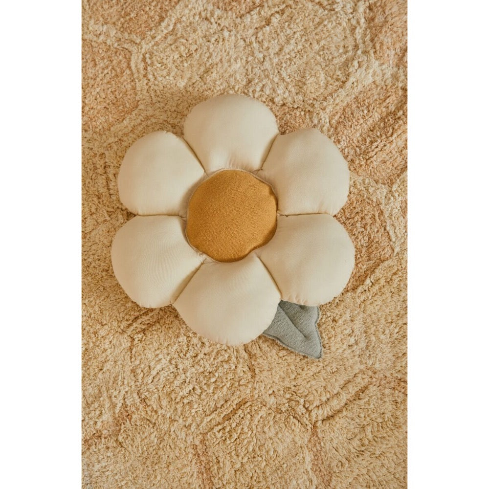 daisy flower cushion pillow petals yellow white poplin cotton canvas
