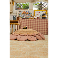 round flower floor pouf pink yellow washable