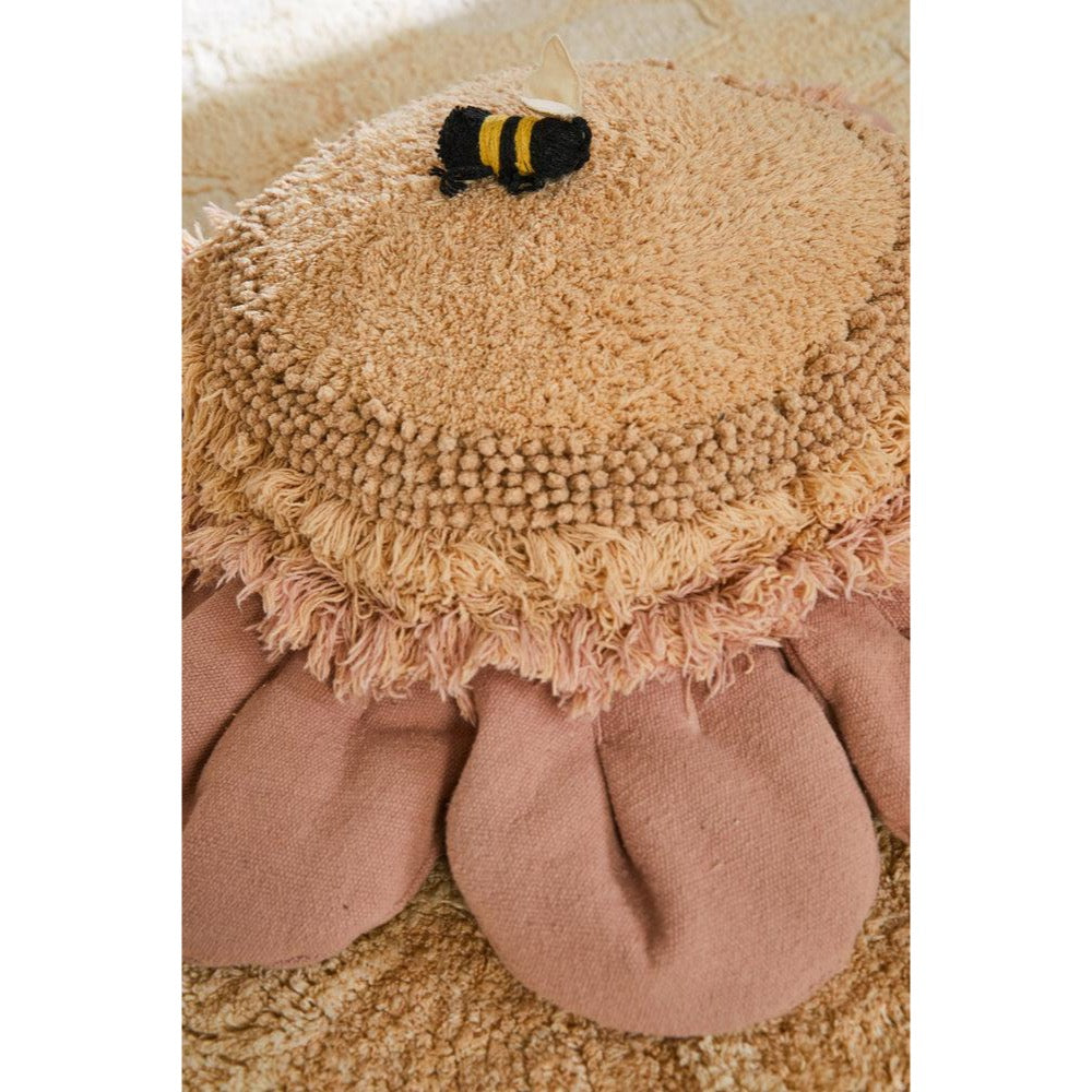 round flower floor pouf pink yellow washable