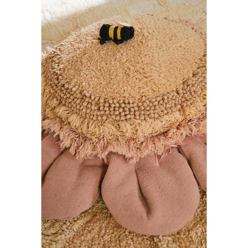round flower floor pouf pink yellow washable