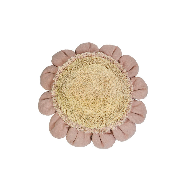 round flower floor pouf pink yellow washable
