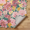 floral area rug bright wool hand tufted pink green yellow