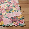 floral area rug bright wool hand tufted pink green yellow