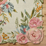 floral boho area rug bright wool hand tufted pink blue cream