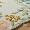 floral boho area rug bright wool hand tufted pink blue cream